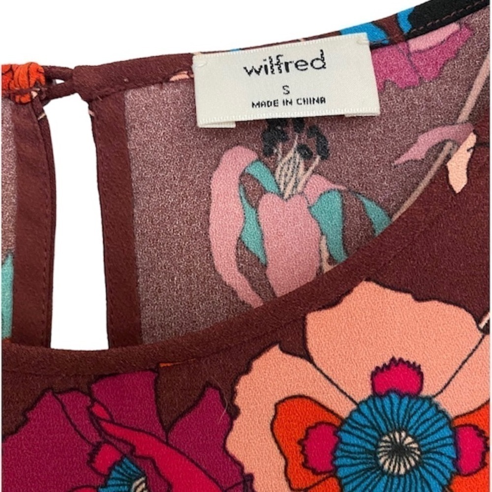 Wilfred Aritzia Floralt Silk-Trim Cropped Flutter Sleeve Blouse - Size Small - Picture 3 of 9